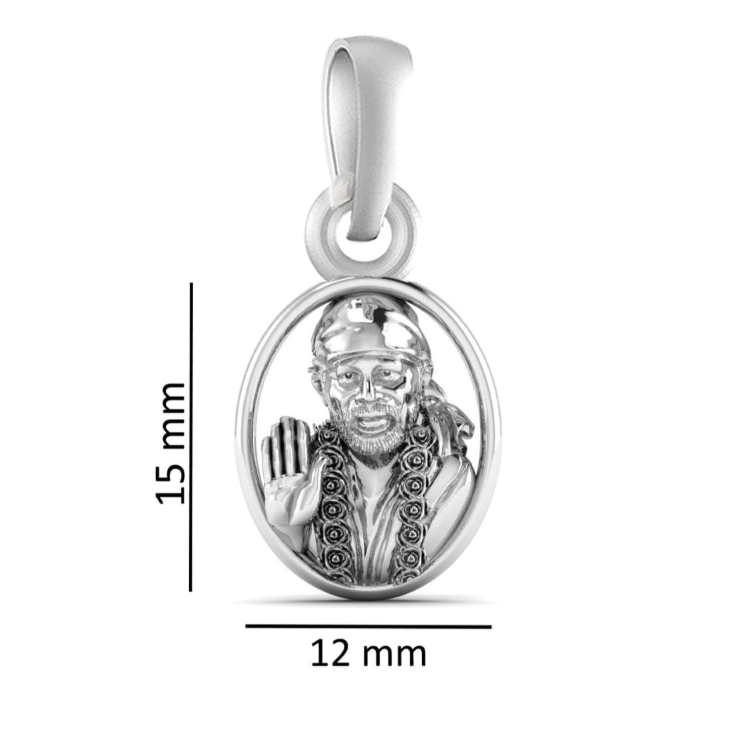 AKSHAT SAPPHIRE Sterling Silver (Silver with 92.5% purity) God Shree Sai Baba chain Pendant (Pendant with Snake Chain) for Men & Women Pure Sterling Silver Lord Sai Baba chain Locket For Good Wealth & Health