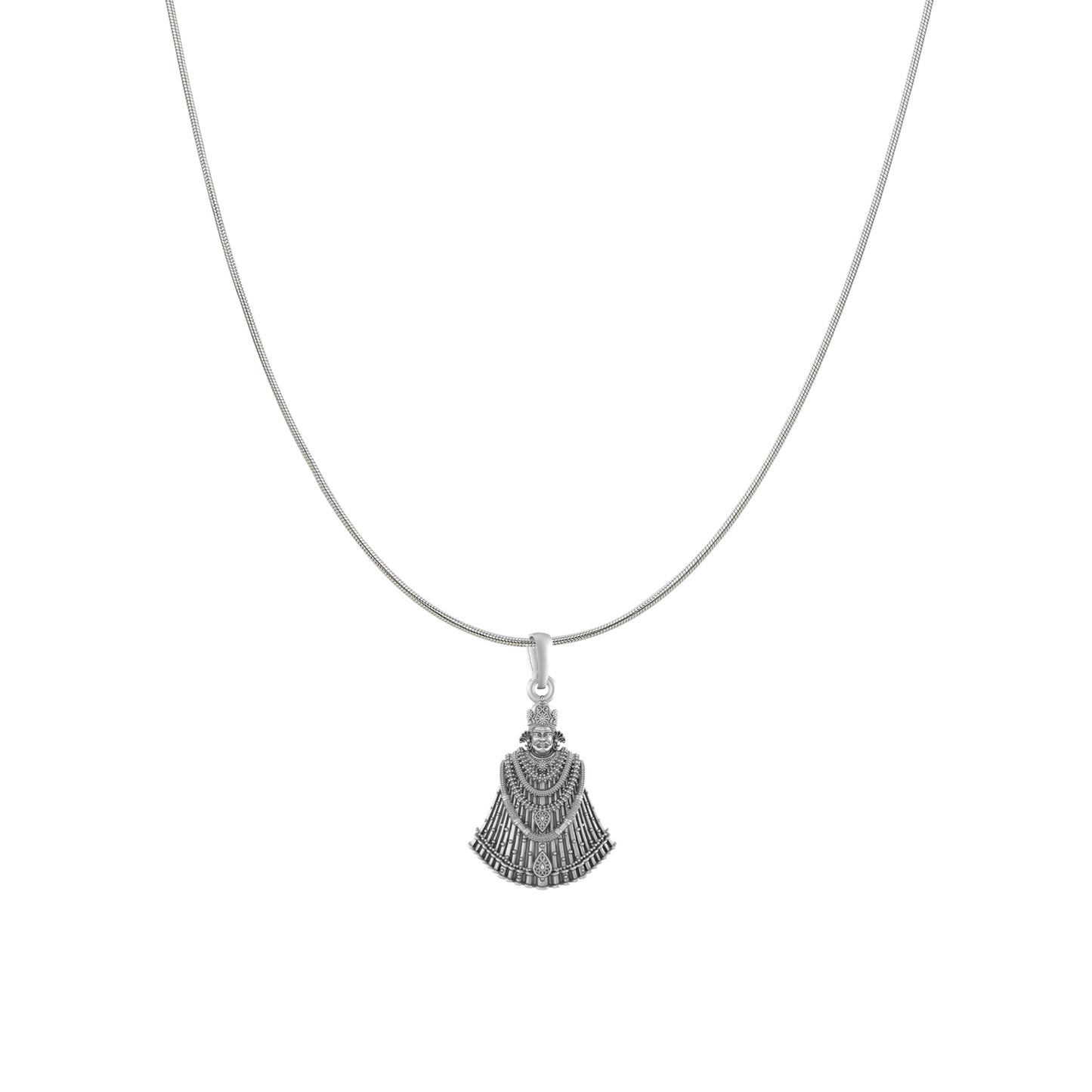 Akshat Sapphire Sterling Silver (92.5% purity) God Baba Khatu Shyam Chain Pendant (Pendant with Snake Chain) for Men & Women Pure Silver Lord Baba Khatu Shyam Chain Locket for Good Health & Wealth