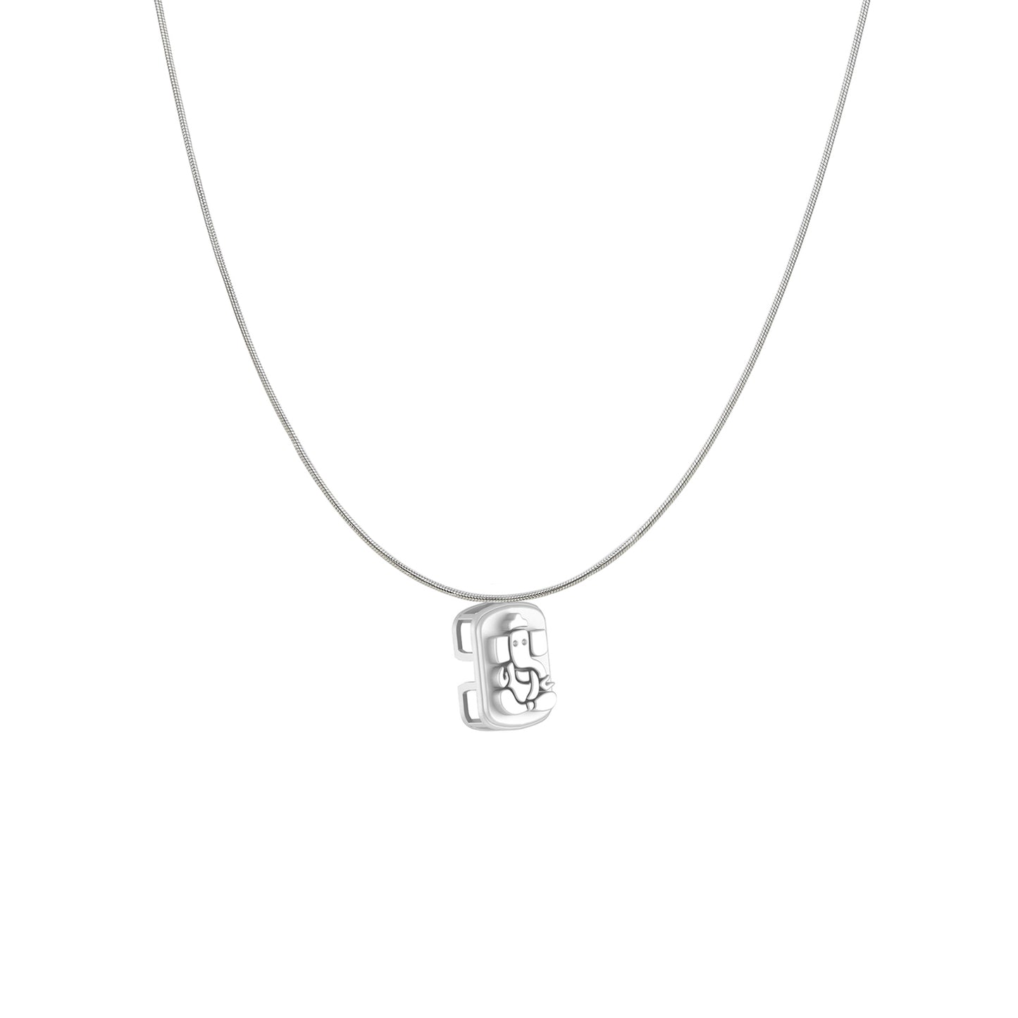Akshat Sapphire Sterling Silver (92.5% purity) God Ganesha Chain Pendant (Pendant with Snake Chain) for Men & Women Pure Silver Lord Ganapathy Chain Locket for Good Health & Wealth