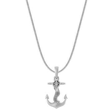 Akshat Sapphire Sterling Silver (92.5% purity) Ship Anchor Chain Pendant (Pendant with Snake Chain) for Men & Women Pure Silver Stylish and fashionable ship anchor chain Locket for Good Health & Wealth
