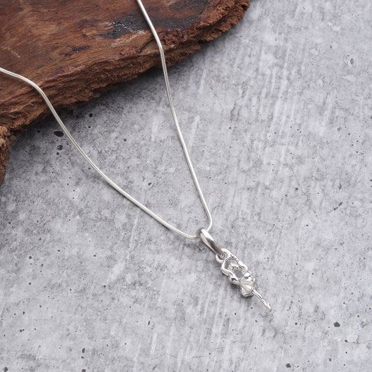 Sterling Silver (92.5% Purity) Pure Silver Stylish and Fashionable Happy Dancing girl Chain Pendant (Locket with Snake Chain) for Men & Women