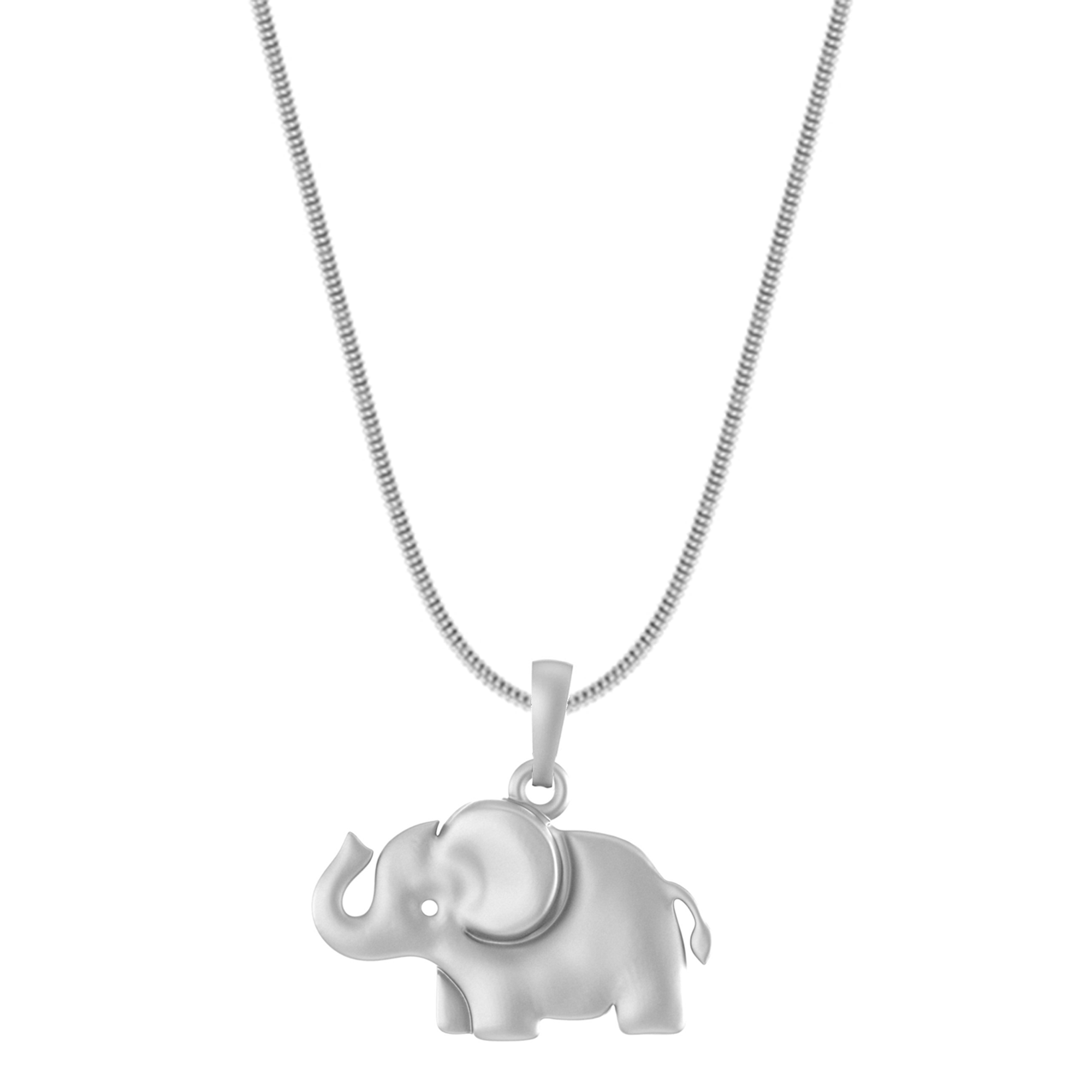 Akshat Sapphire Sterling Silver (92.5% purity) Strength Symbolic Elephant Chain Pendant  (Pendant with Snake Chain) for Men & Women Pure Silver Elephant Chain Locket to represent strength and power