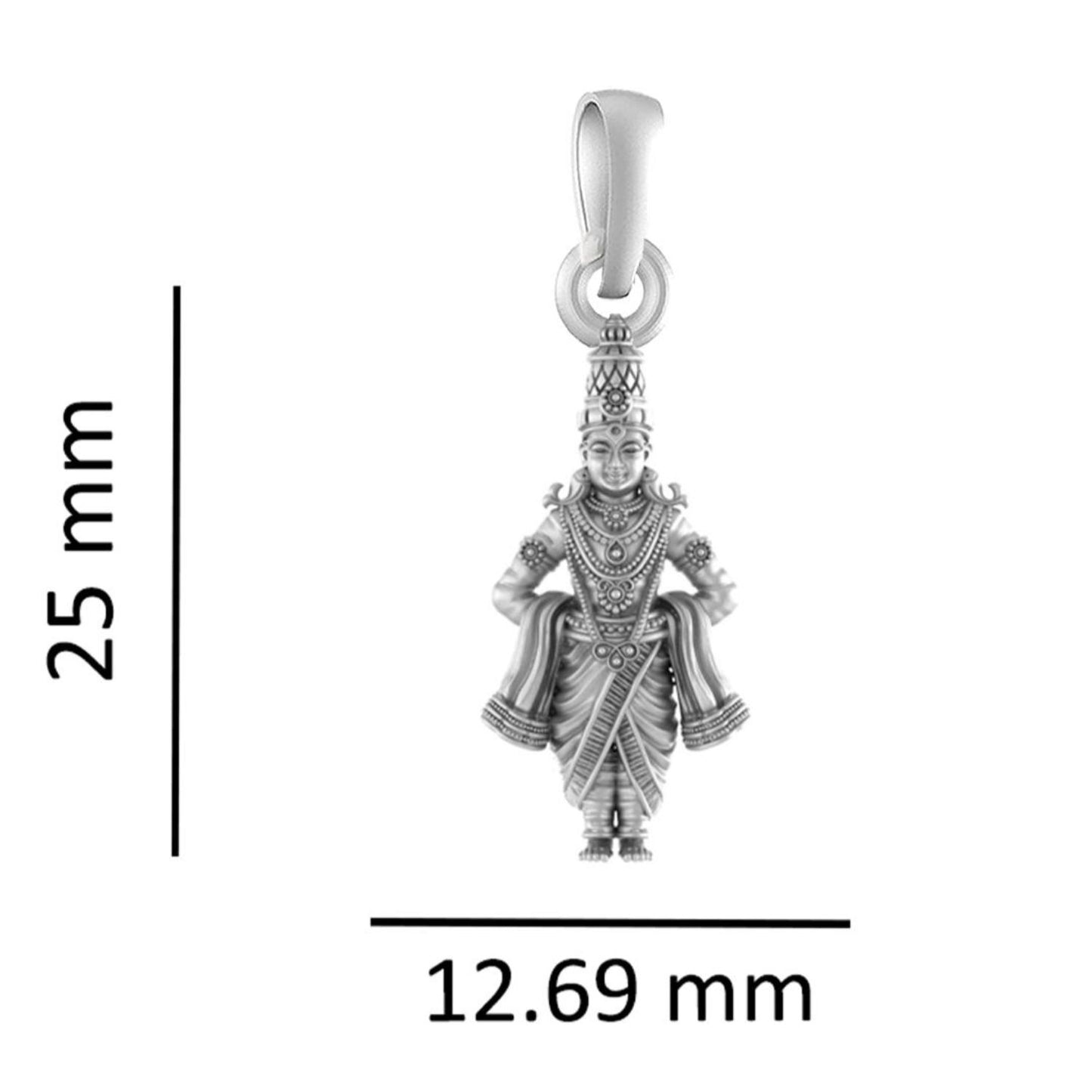 Sterling Silver (92.5% Purity) Pure Silver God Vitthal Chain Pendant (Locket with Snake Chain) for Men & Women