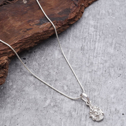 God Durga Maa Pure Silver 92.5% purity Chain pendant by Durga Maa Pendant (Pendant with Snake Chain-18 inches)