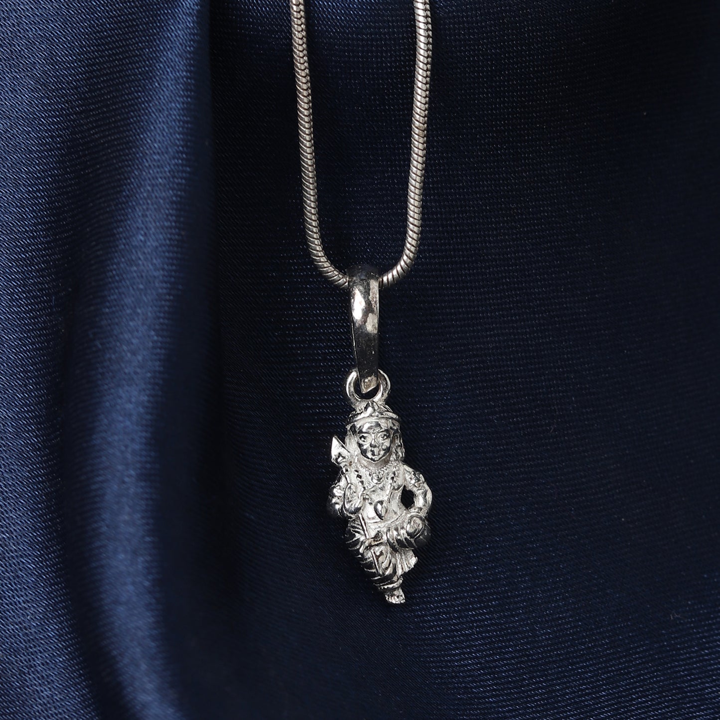 God Kartikeya Pure Silver 92.5% purity Chain pendant by Murugan Pendant (Pendant with Snake Chain-18 inches)