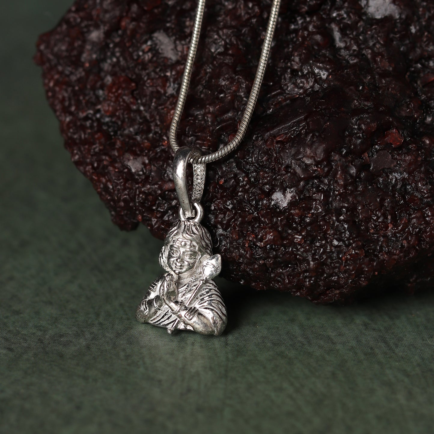 God Kartikeya Pure Silver 92.5% purity Chain pendant by Murugan Pendant (Pendant with Snake Chain-18 inches)
