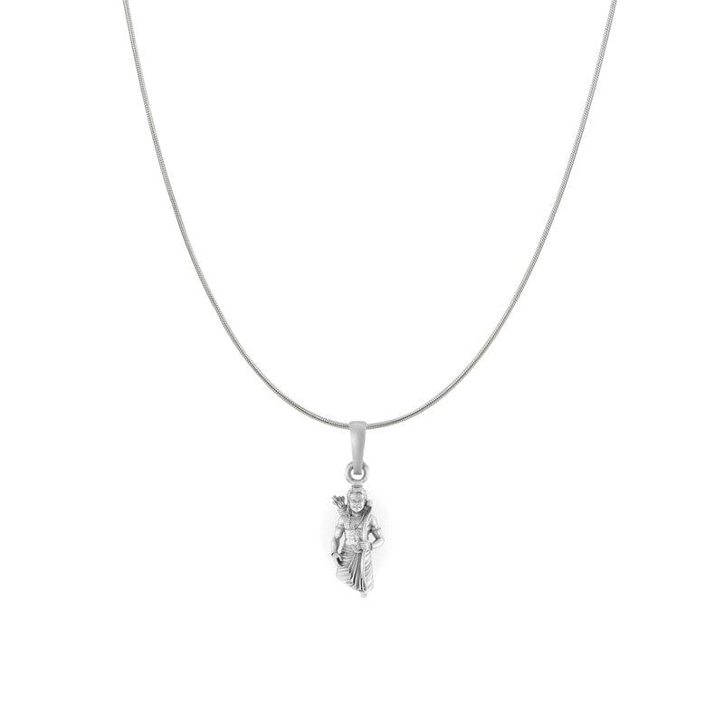 Sterling Silver (92.5% Purity) Pure Silver God Ram Ji chain Pendant (Locket with Snake Chain-18 inches) for Women