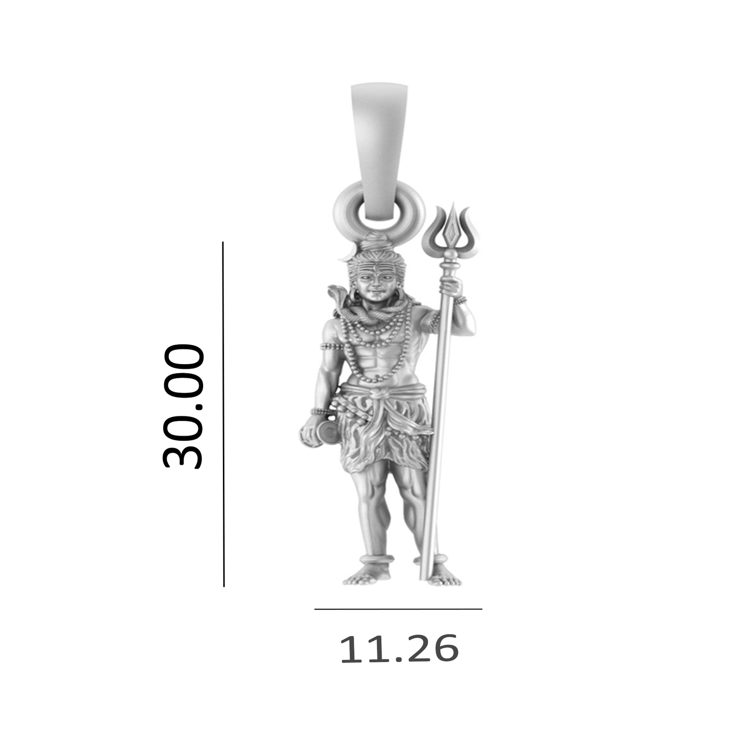 God Shiva Pure Silver 92.5% purity Chain pendant by Shiva Pendant (Pendant with Snake Chain-18 inches)