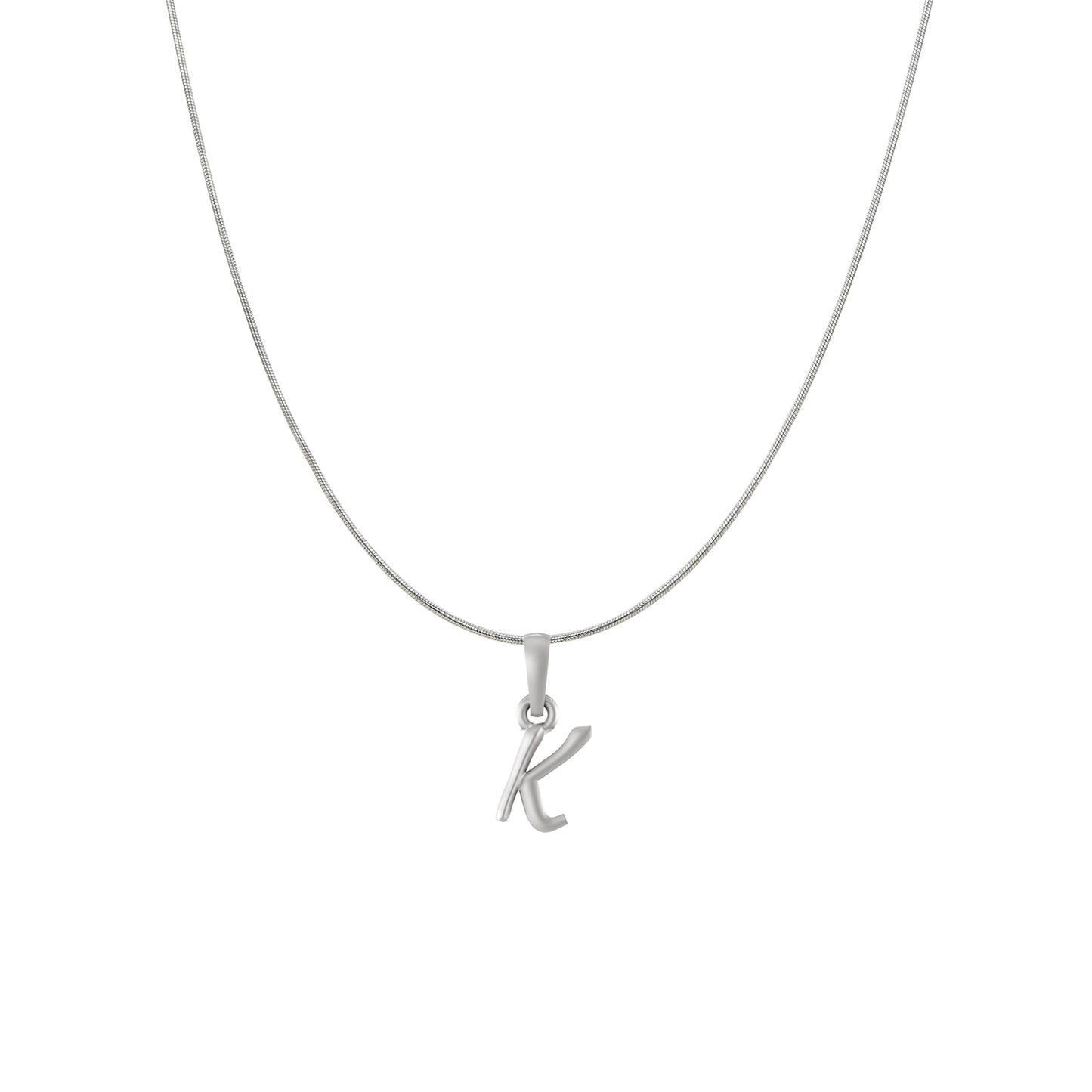 Akshat Sapphire Sterling Silver (92.5% purity) precious Name alphabet chain pendant (Pendnat with snake chain) pure silver designer alphabet chain locket