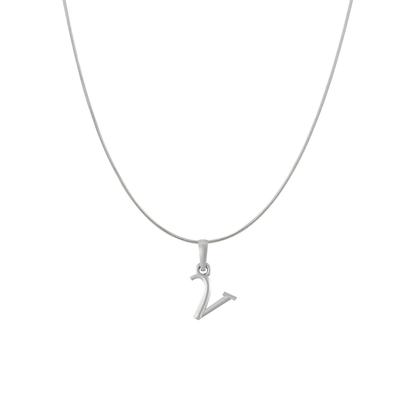 Akshat Sapphire Sterling Silver (92.5% purity) precious Name alphabet chain pendant (Pendnat with snake chain) pure silver designer alphabet chain locket
