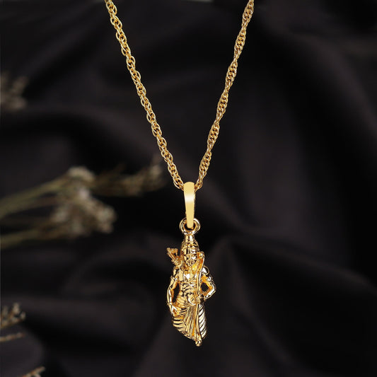 22KT Gold Plated Sterling Silver (92.5% Purity) God Ram Ji chain Pendant (with 92.5% purity) (Locket with Anchor Chain-18 inches) for Women