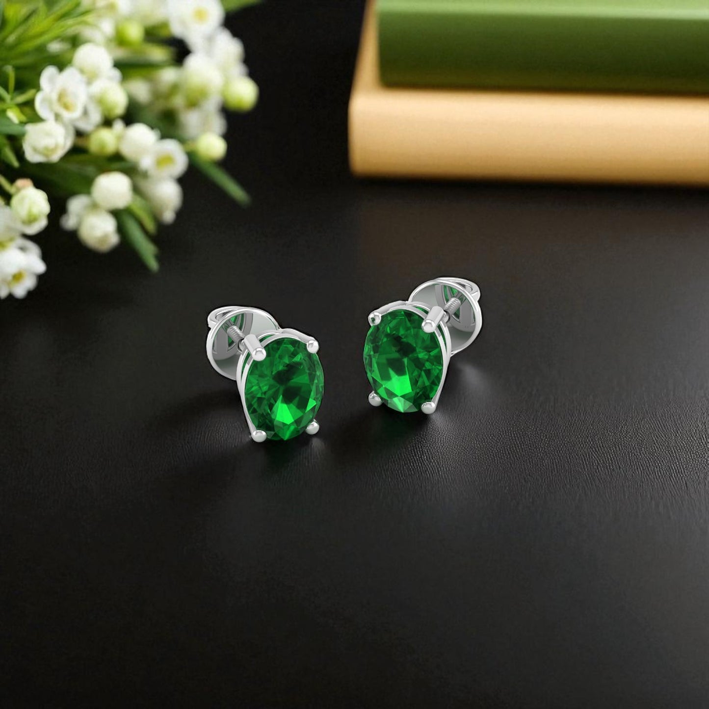 Pure Sterling Silver (92.5% purity)Precious, Beautiful and Designer Stud Earrings with cubic zirconia (AD) stones for Girls and Women