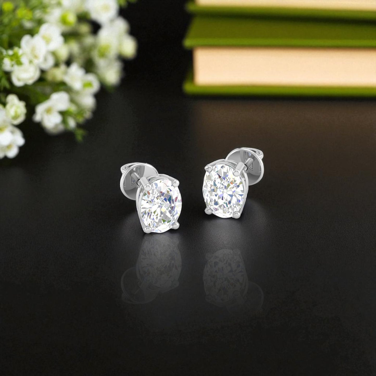 Pure Sterling Silver (92.5% purity)Precious, Beautiful and Designer Stud Earrings with cubic zirconia (AD) stones for Girls and Women
