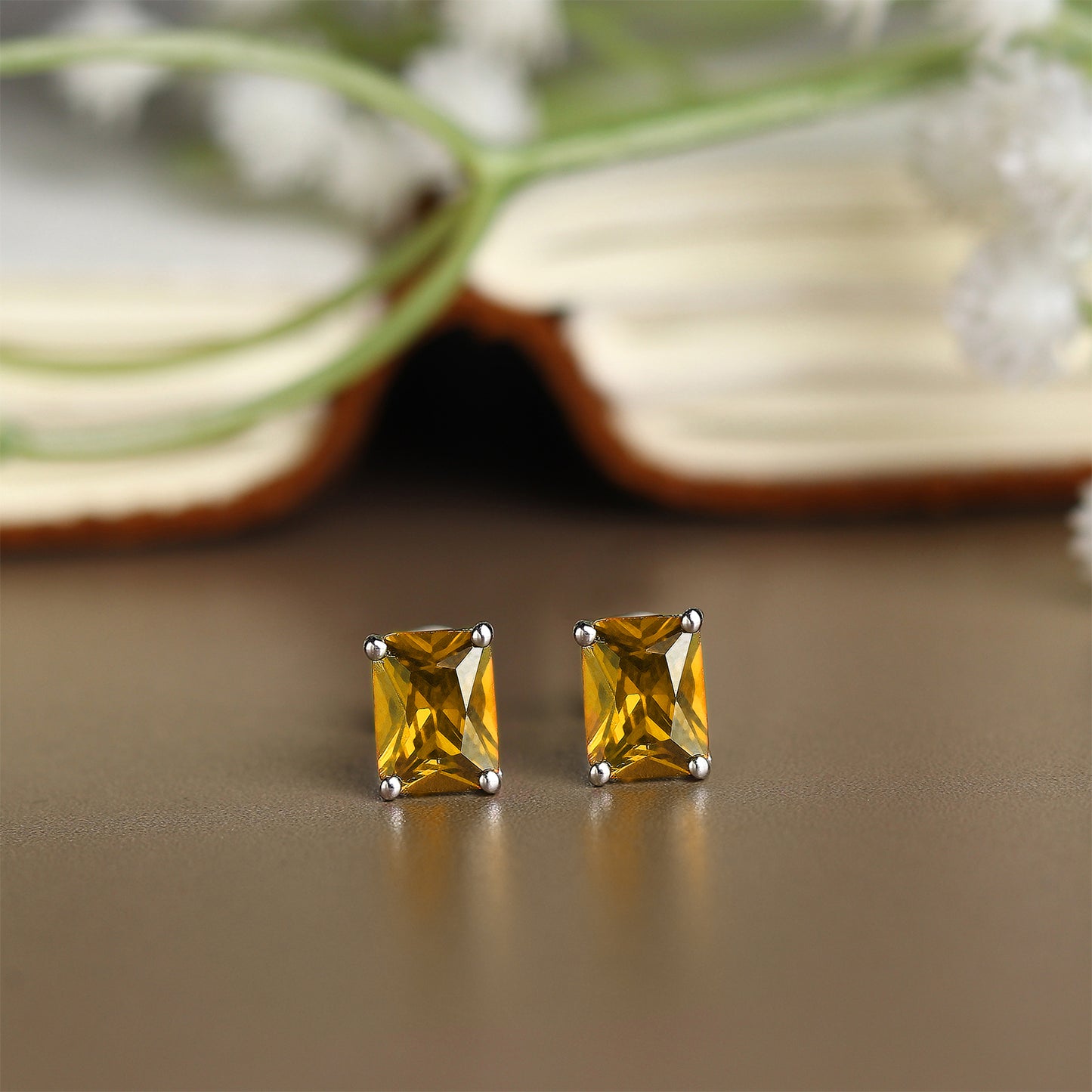 Pure Sterling Silver (92.5% purity)Precious, Beautiful and Designer Stud Earrings with cubic zirconia (AD) stones for Girls and Women