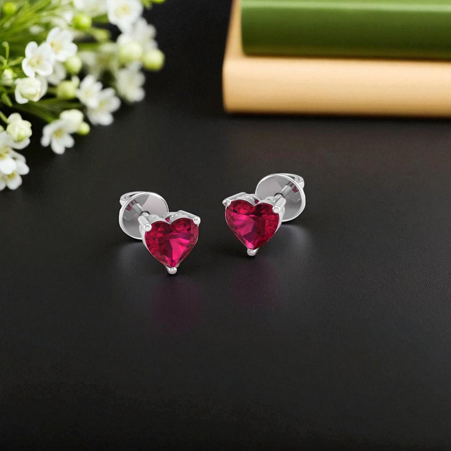 Pure Sterling Silver (92.5% purity)Precious, Beautiful and Designer Stud Earrings with cubic zirconia (AD) stones for Girls and Women