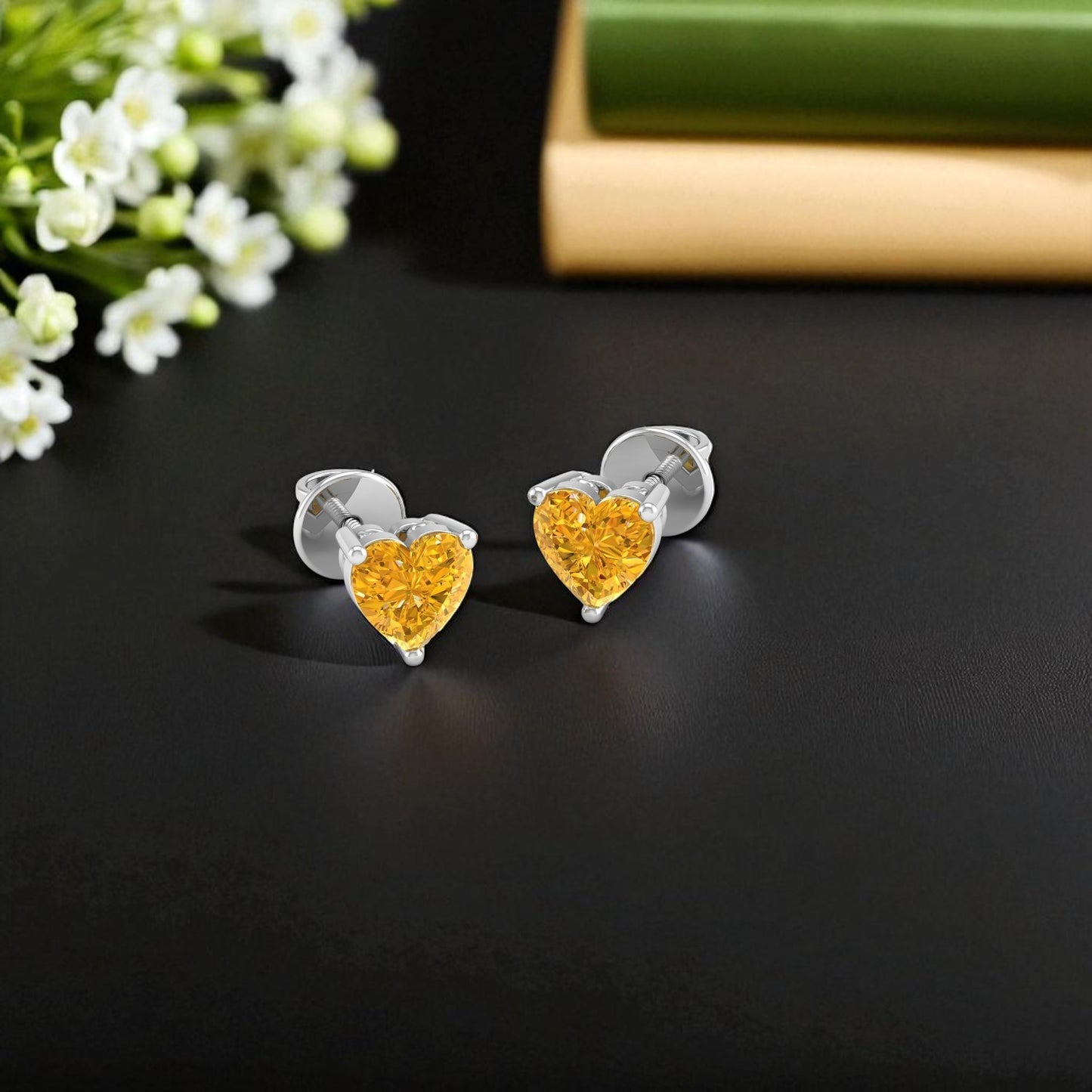 Pure Sterling Silver (92.5% purity)Precious, Beautiful and Designer Stud Earrings with cubic zirconia (AD) stones for Girls and Women