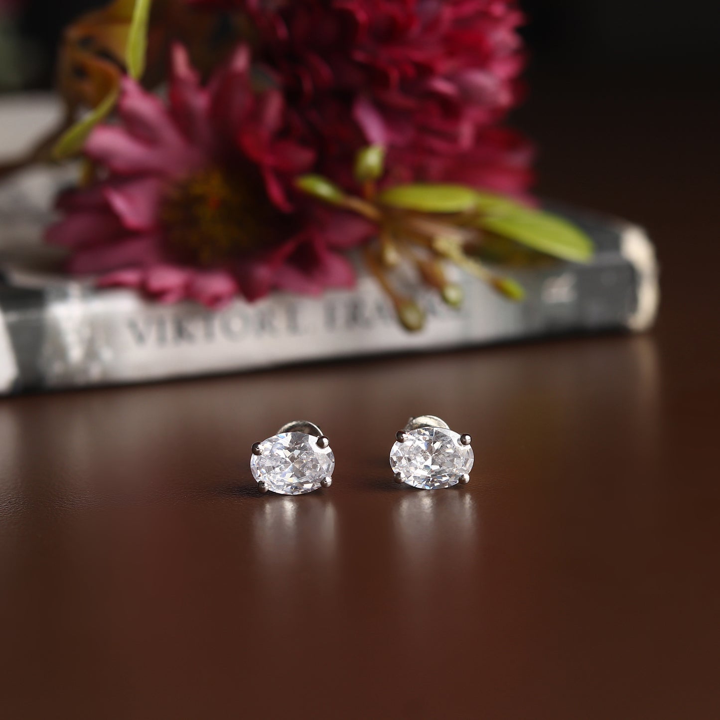 Pure Sterling Silver (92.5% purity)Precious, Beautiful and Designer Stud Earrings with cubic zirconia (AD) stones for Girls and Women