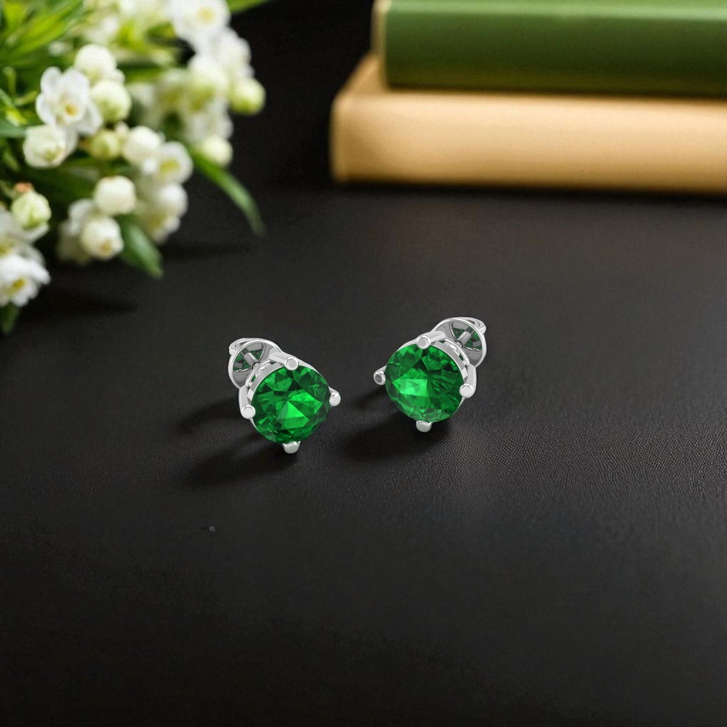 Pure Sterling Silver (92.5% purity)Precious, Beautiful and Designer Stud Earrings with cubic zirconia (AD) stones for Girls and Women