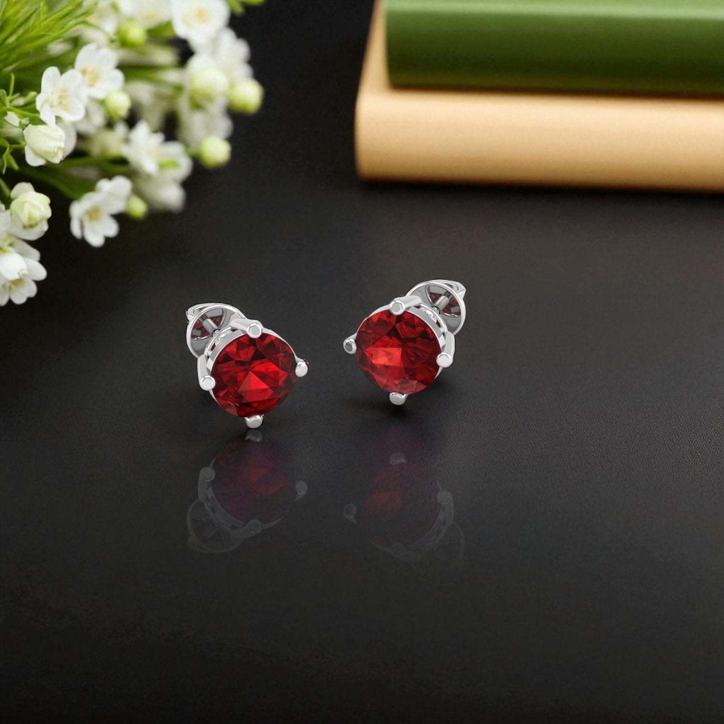 Pure Sterling Silver (92.5% purity)Precious, Beautiful and Designer Stud Earrings with cubic zirconia (AD) stones for Girls and Women