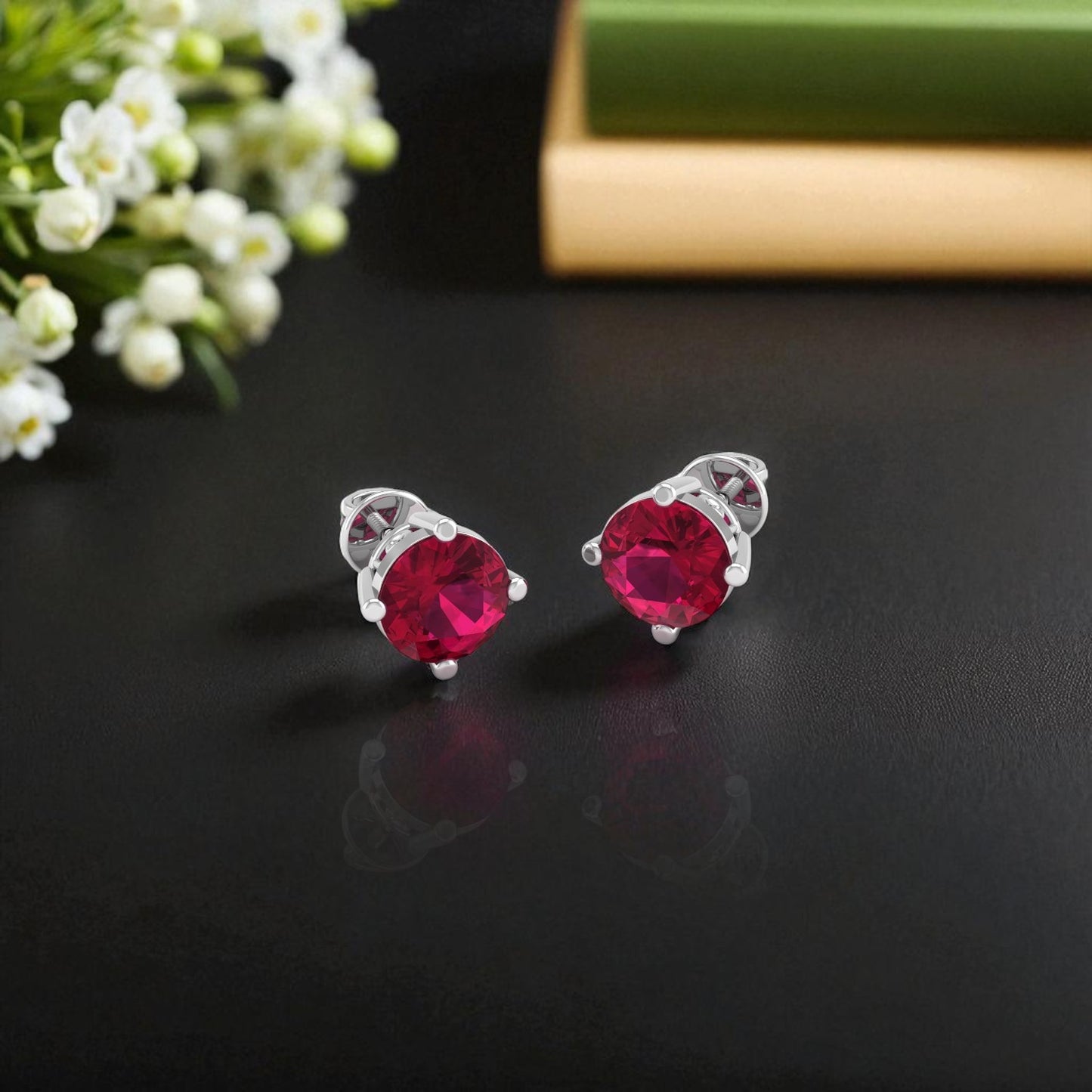 Pure Sterling Silver (92.5% purity)Precious, Beautiful and Designer Stud Earrings with cubic zirconia (AD) stones for Girls and Women