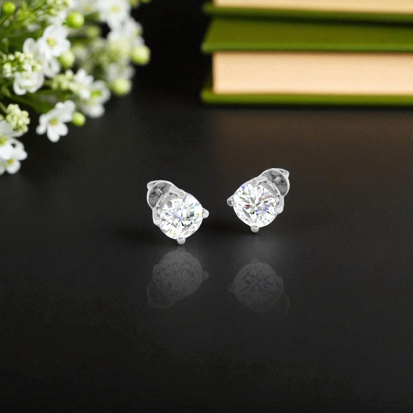 Pure Sterling Silver (92.5% purity)Precious, Beautiful and Designer Stud Earrings with cubic zirconia (AD) stones for Girls and Women