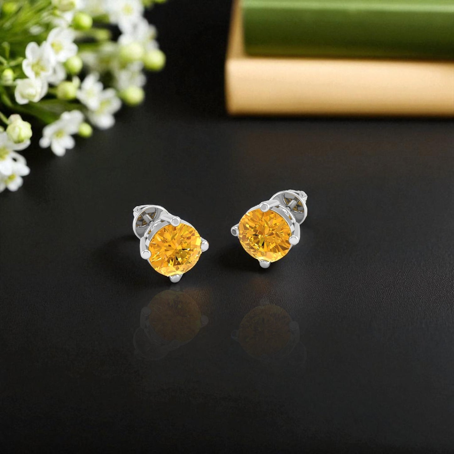 Pure Sterling Silver (92.5% purity)Precious, Beautiful and Designer Stud Earrings with cubic zirconia (AD) stones for Girls and Women