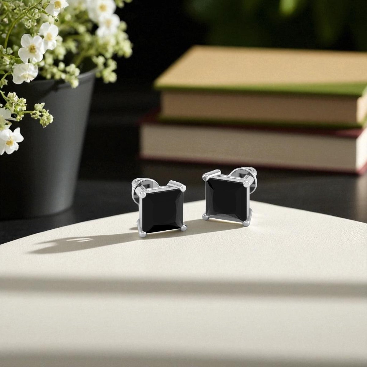 Pure Sterling Silver (92.5% purity)Precious, Beautiful and Designer Stud Earrings with cubic zirconia (AD) stones for Girls and Women