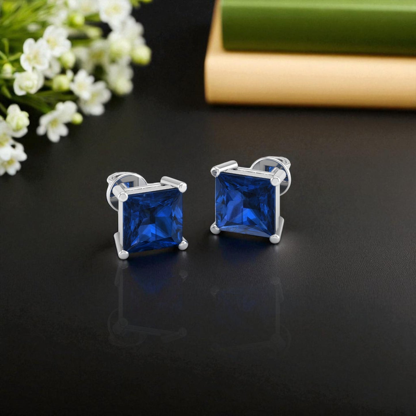 Pure Sterling Silver (92.5% purity)Precious, Beautiful and Designer Stud Earrings with cubic zirconia (AD) stones for Girls and Women