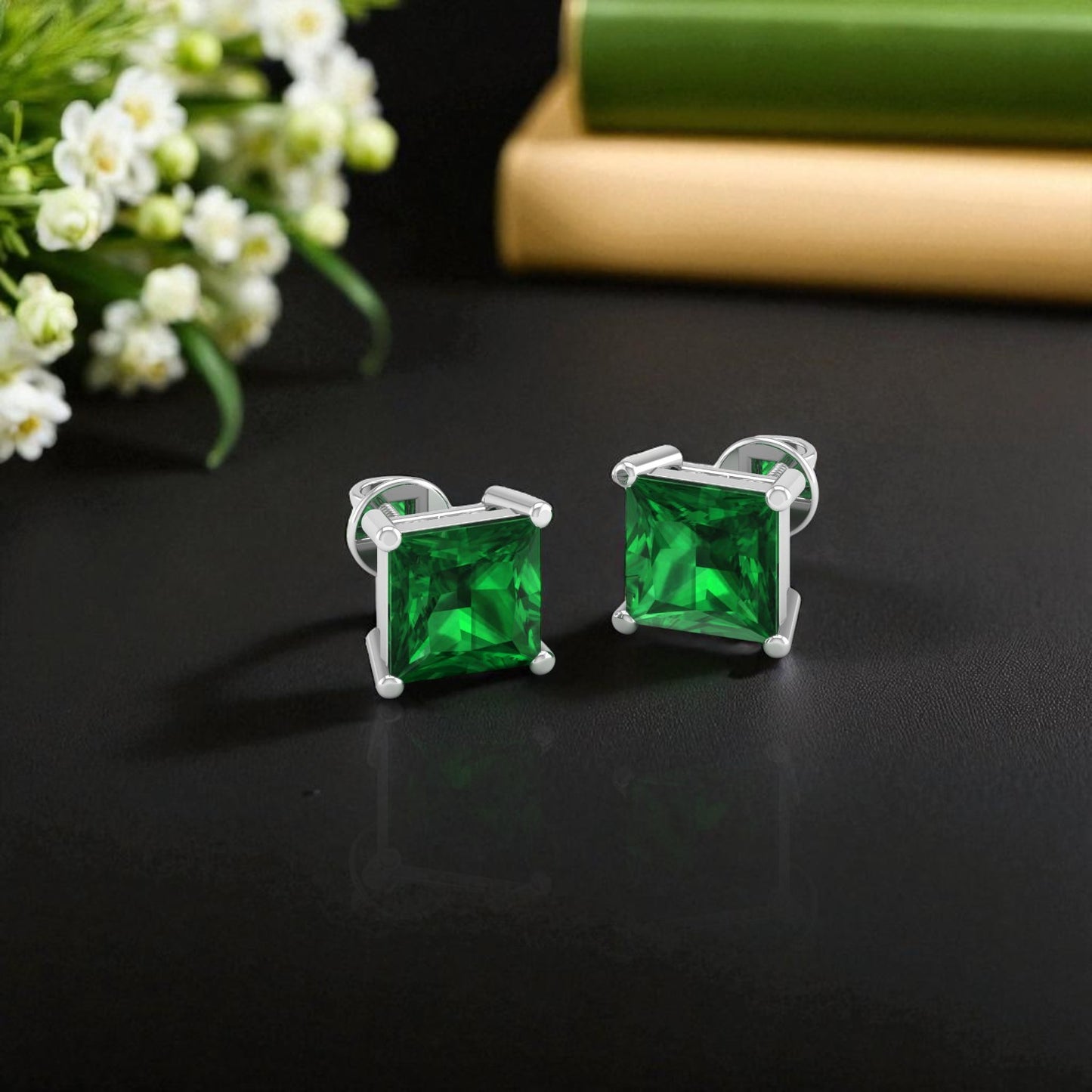 Pure Sterling Silver (92.5% purity)Precious, Beautiful and Designer Stud Earrings with cubic zirconia (AD) stones for Girls and Women
