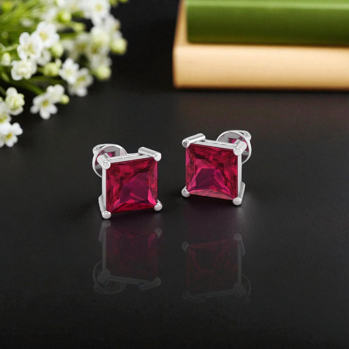 Pure Sterling Silver (92.5% purity)Precious, Beautiful and Designer Stud Earrings with cubic zirconia (AD) stones for Girls and Women