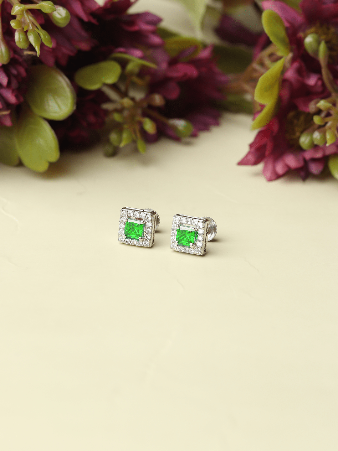 Pure Sterling Silver (92.5% purity)Precious, Beautiful and Designer Stud Earrings with cubic zirconia (AD) stones for Girls and Women
