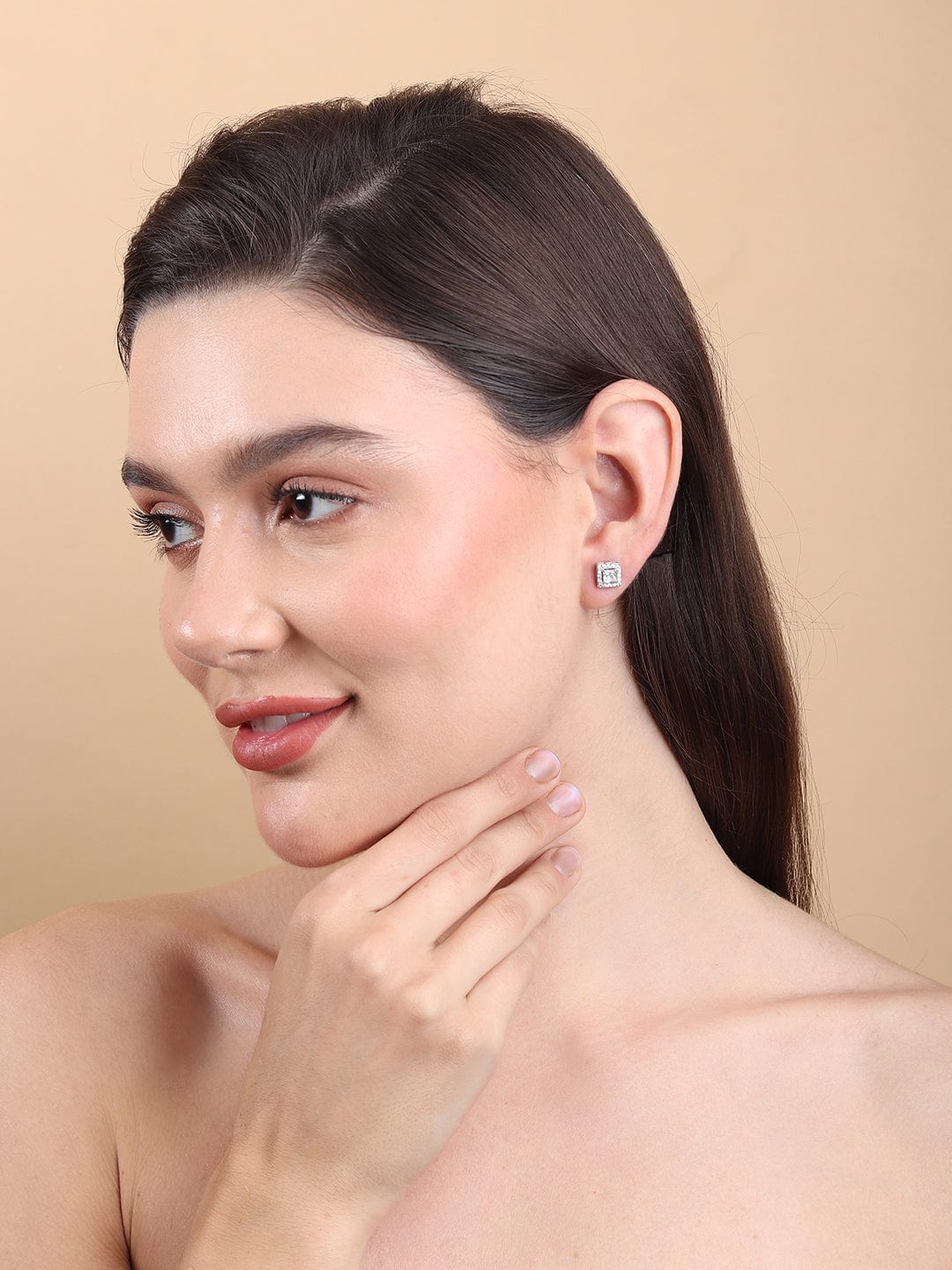 Pure Sterling Silver (92.5% purity)Precious, Beautiful and Designer Stud Earrings with cubic zirconia (AD) stones for Girls and Women