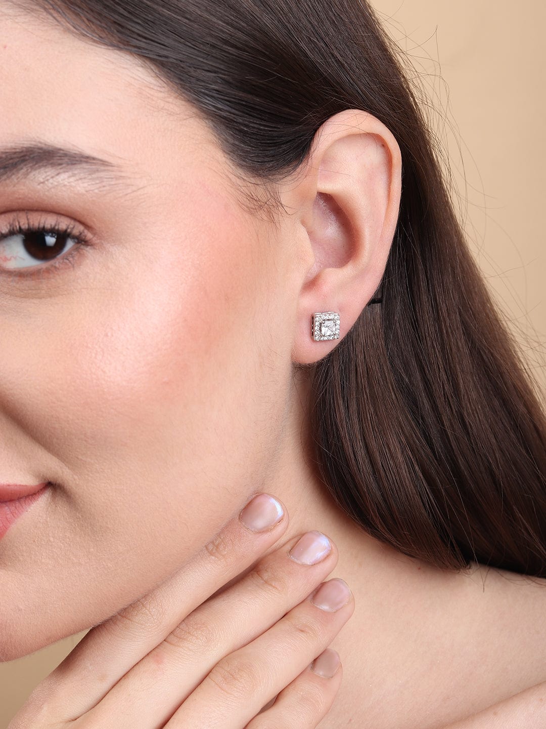 Pure Sterling Silver (92.5% purity)Precious, Beautiful and Designer Stud Earrings with cubic zirconia (AD) stones for Girls and Women