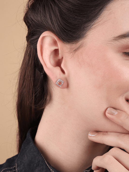 Pure Sterling Silver (92.5% purity)Precious, Beautiful and Designer Stud Earrings with cubic zirconia (AD) stones for Girls and Women