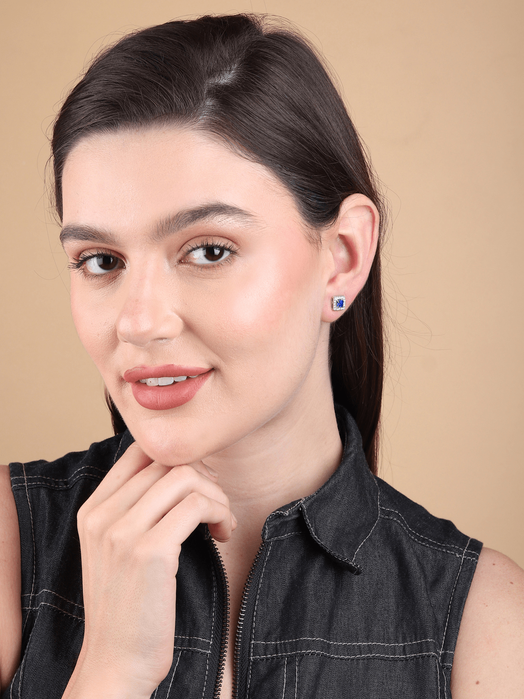 Pure Sterling Silver (92.5% purity)Precious, Beautiful and Designer Stud Earrings with cubic zirconia (AD) stones for Girls and Women