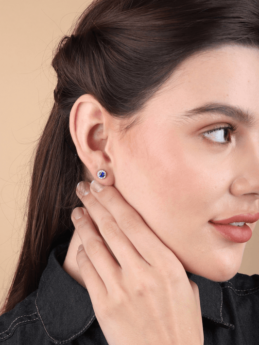 Pure Sterling Silver (92.5% purity)Precious, Beautiful and Designer Stud Earrings with cubic zirconia (AD) stones for Girls and Women