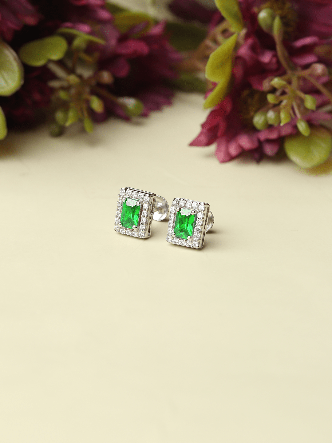 Pure Sterling Silver (92.5% purity)Precious, Beautiful and Designer Stud Earrings with cubic zirconia (AD) stones for Girls and Women