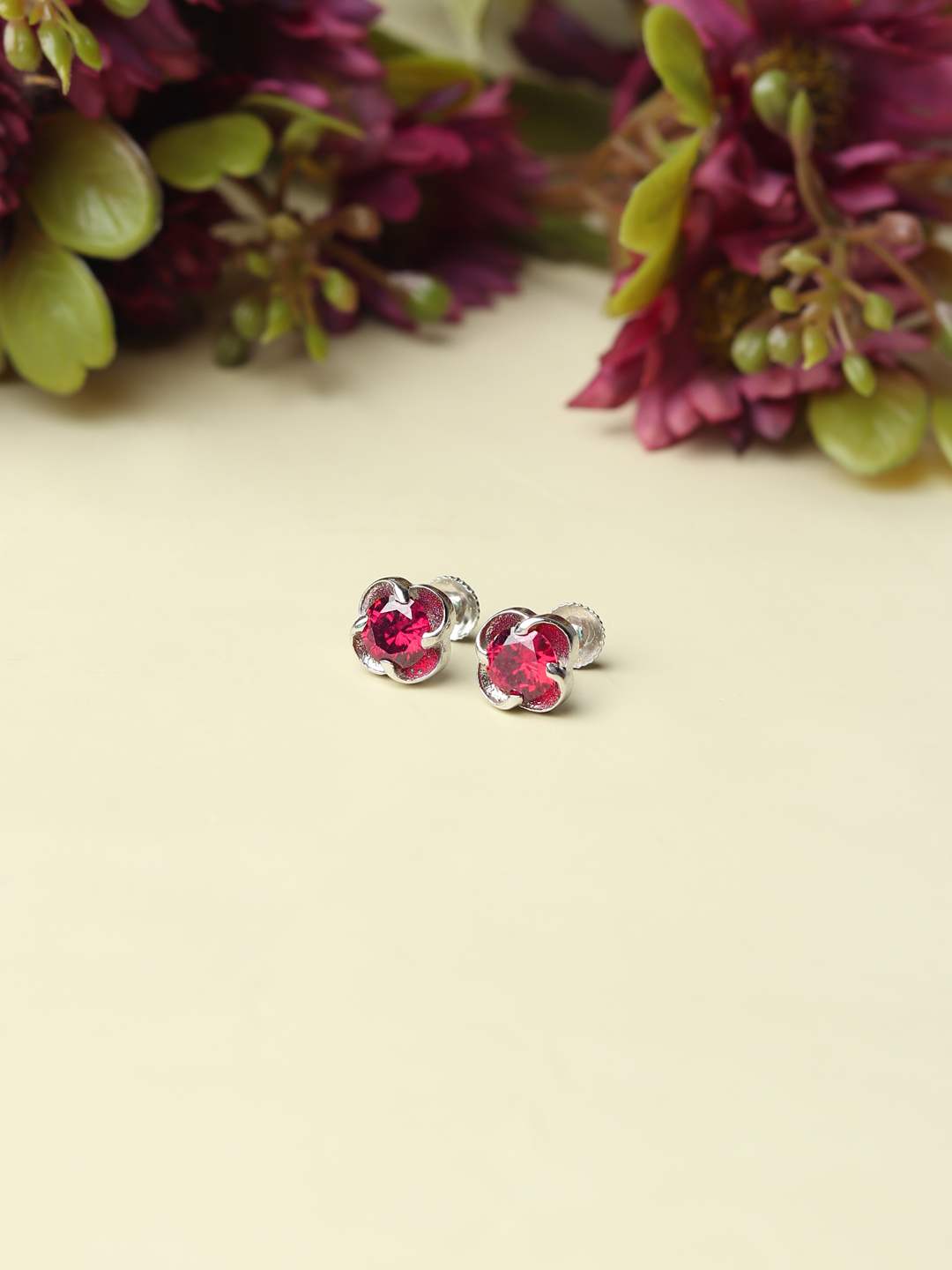 Pure Sterling Silver (92.5% purity)Precious, Beautiful and Designer Stud Earrings with cubic zirconia (AD) stones for Girls and Women