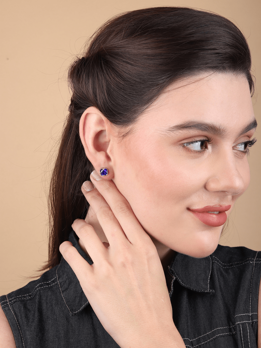 Pure Sterling Silver (92.5% purity)Precious, Beautiful and Designer Stud Earrings with cubic zirconia (AD) stones for Girls and Women