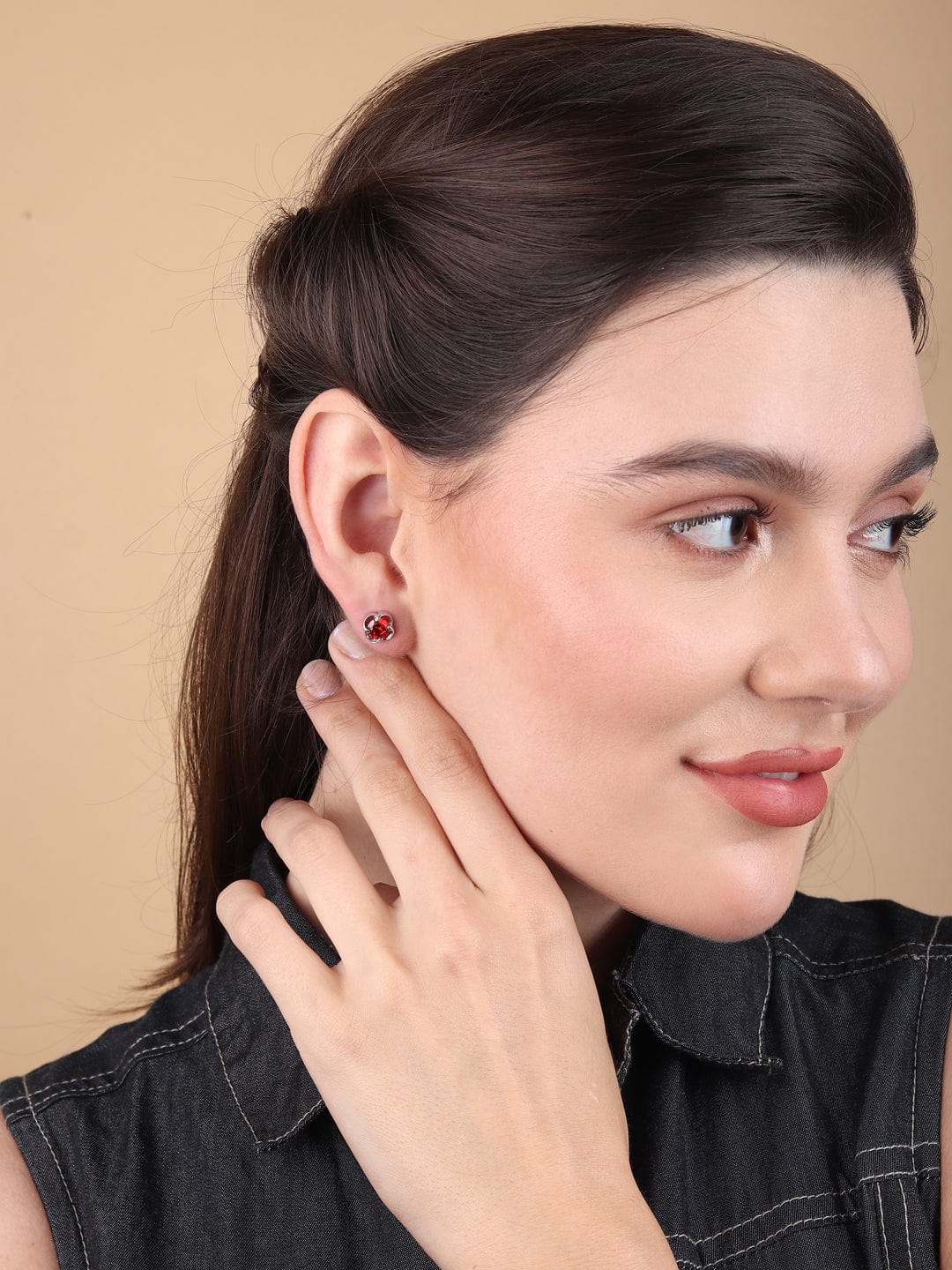 Pure Sterling Silver (92.5% purity)Precious, Beautiful and Designer Stud Earrings with cubic zirconia (AD) stones for Girls and Women
