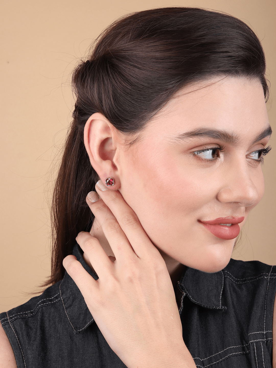 Pure Sterling Silver (92.5% purity)Precious, Beautiful and Designer Stud Earrings with cubic zirconia (AD) stones for Girls and Women