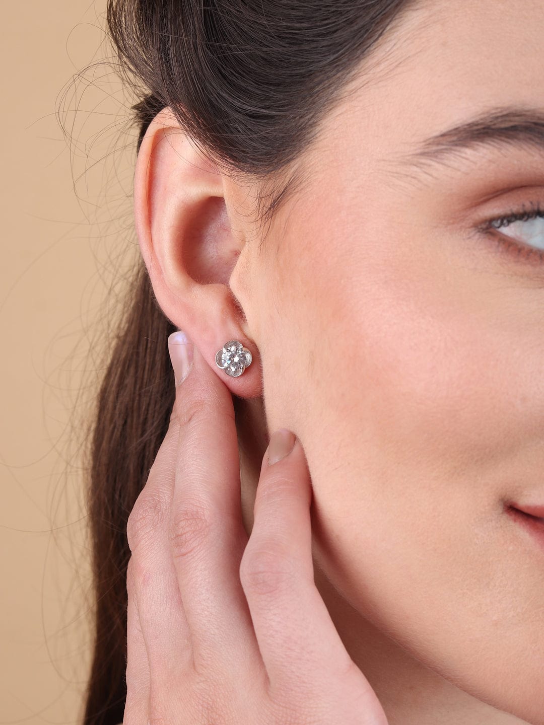 Pure Sterling Silver (92.5% purity)Precious, Beautiful and Designer Stud Earrings with cubic zirconia (AD) stones for Girls and Women