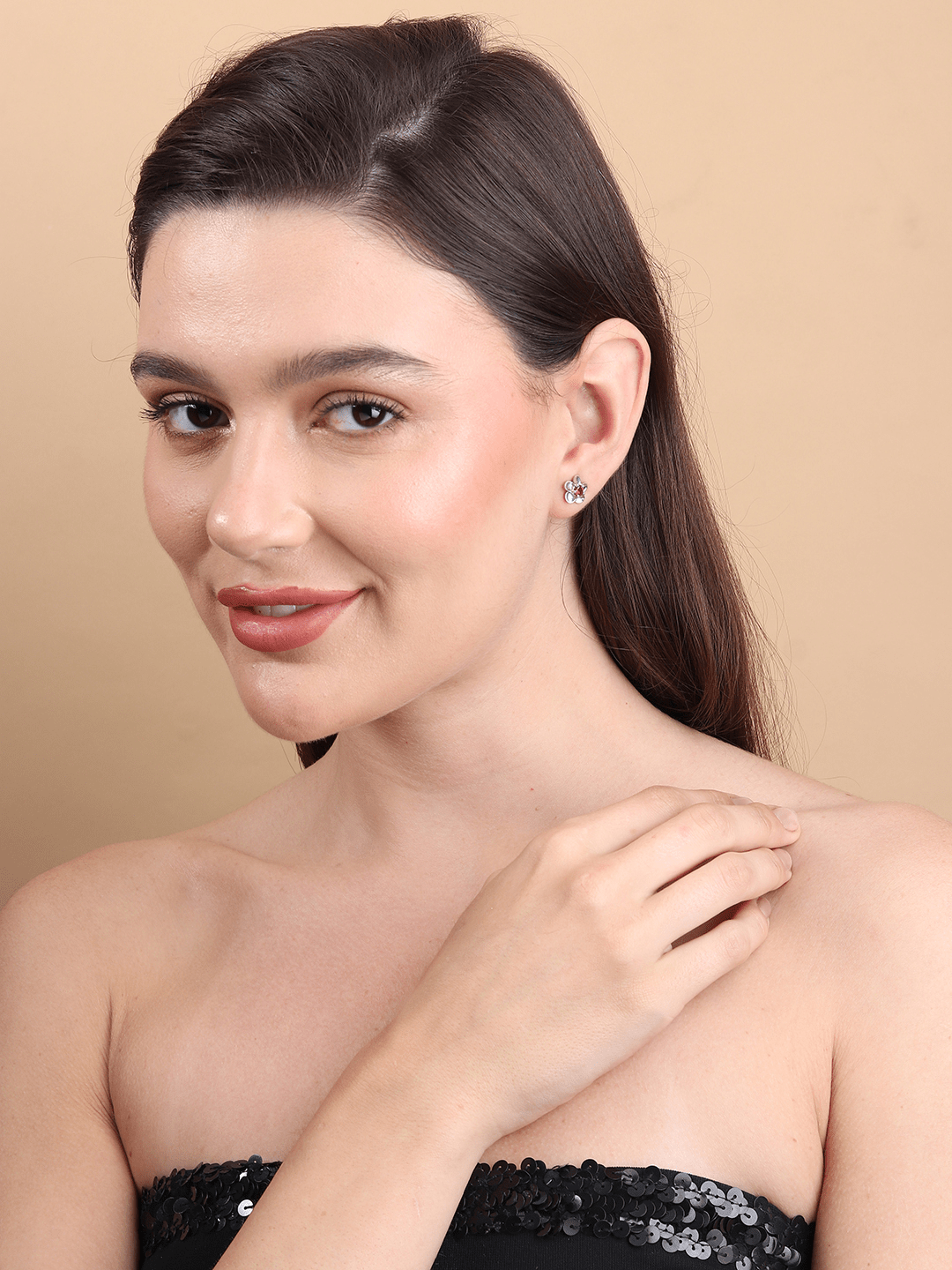 Pure Sterling Silver (92.5% purity)Precious, Beautiful and Designer Stud Earrings with cubic zirconia (AD) stones for Girls and Women