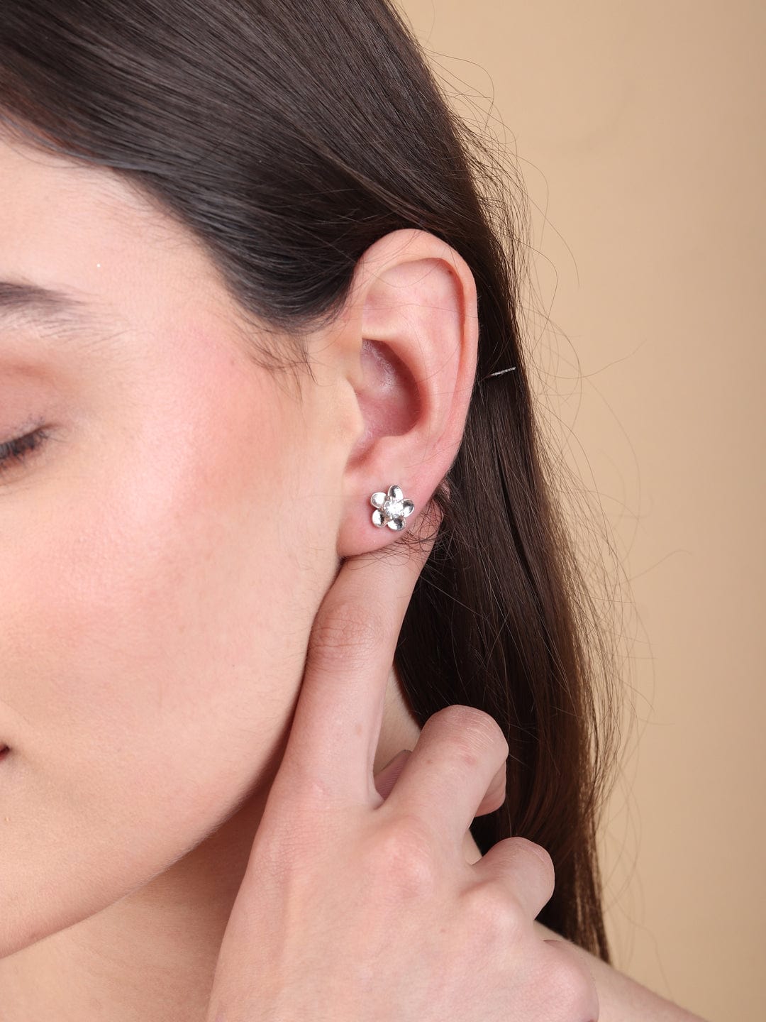 Pure Sterling Silver (92.5% purity)Precious, Beautiful and Designer Stud Earrings with cubic zirconia (AD) stones for Girls and Women
