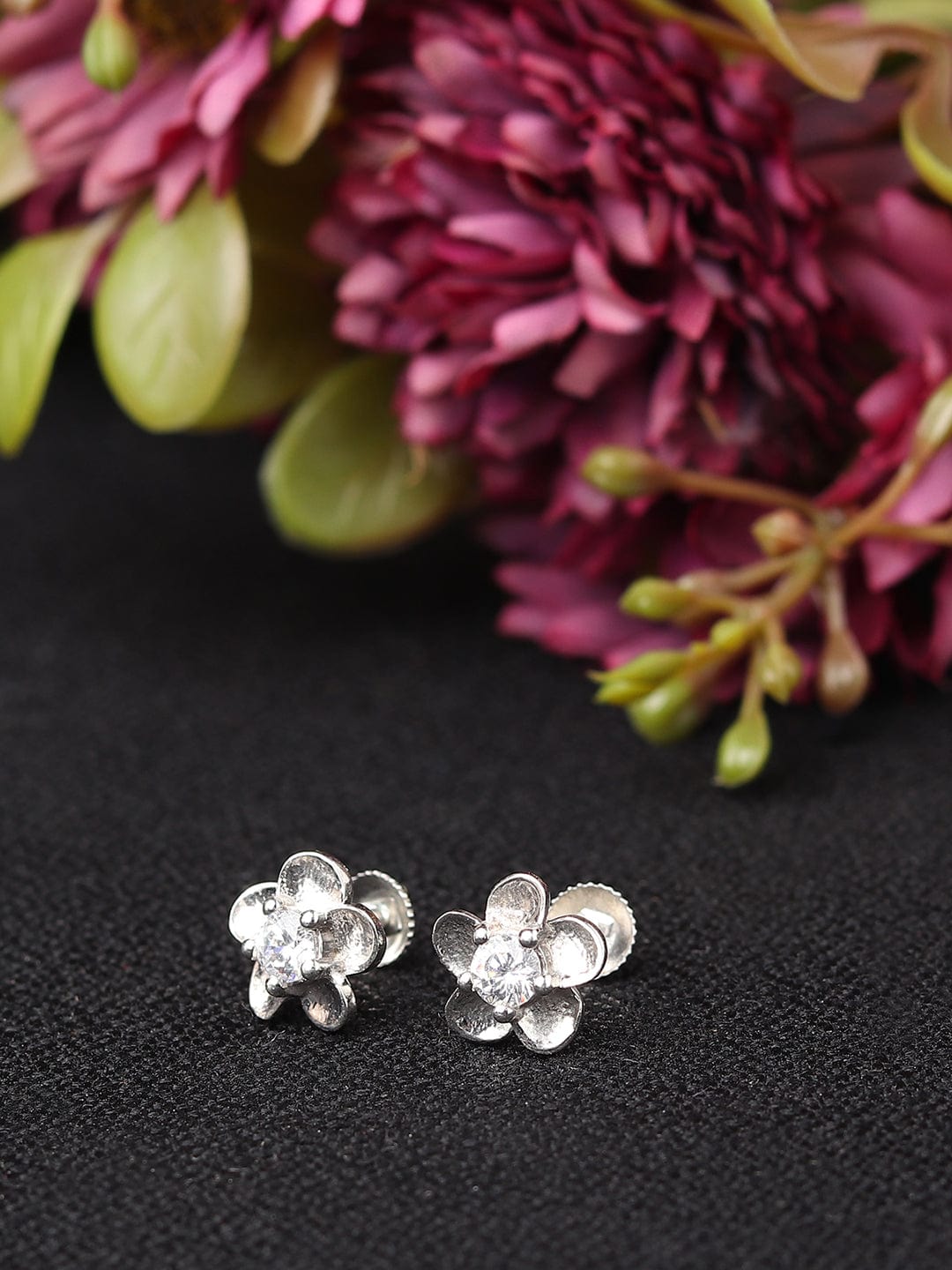 Pure Sterling Silver (92.5% purity)Precious, Beautiful and Designer Stud Earrings with cubic zirconia (AD) stones for Girls and Women