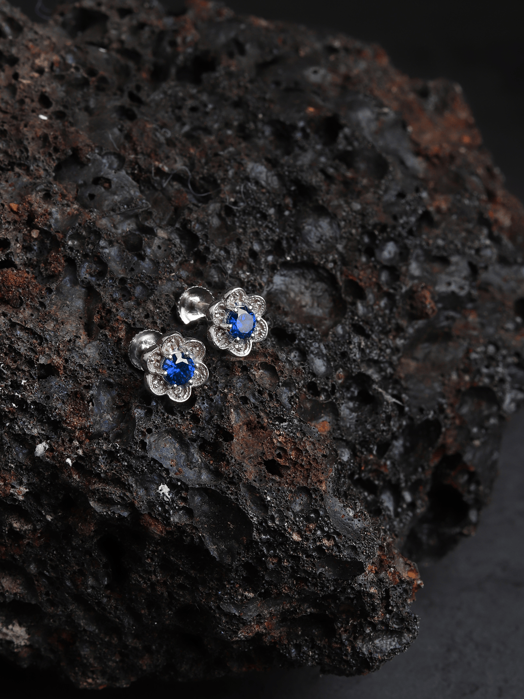 Sterling Silver Studs for Women by Akshat Sapphire 92.5 Silver Rhodium Plated S10083