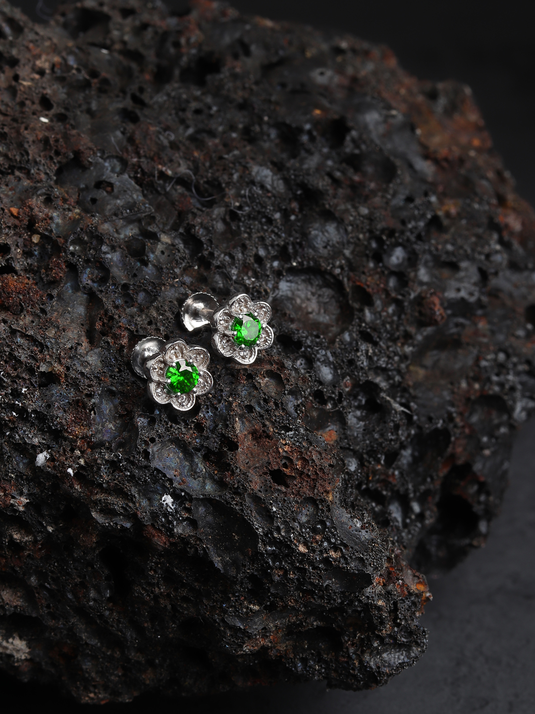 Pure Sterling Silver (92.5% purity)Precious, Beautiful and Designer Stud Earrings with cubic zirconia (AD) stones for Girls and Women