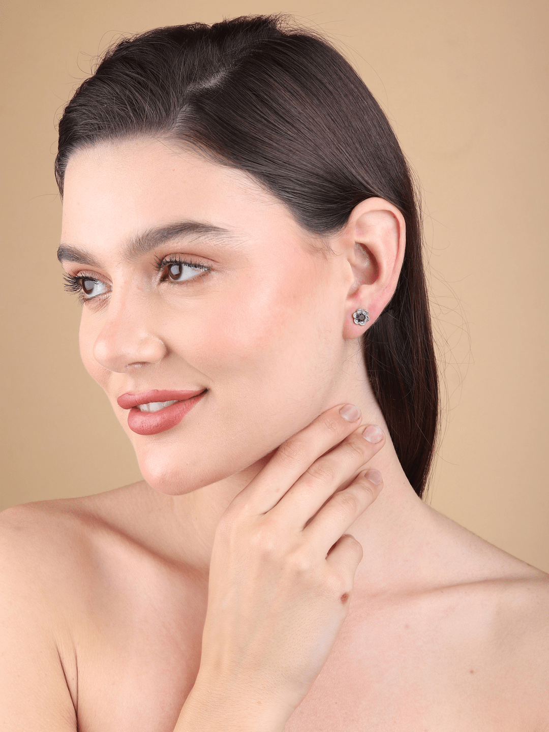 Pure Sterling Silver (92.5% purity)Precious, Beautiful and Designer Stud Earrings with cubic zirconia (AD) stones for Girls and Women