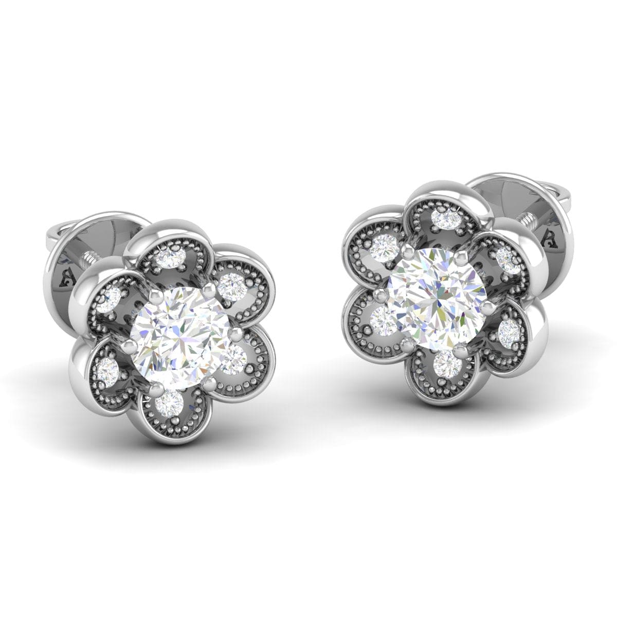 Pure Sterling Silver (92.5% purity)Precious, Beautiful and Designer Stud Earrings with cubic zirconia (AD) stones for Girls and Women