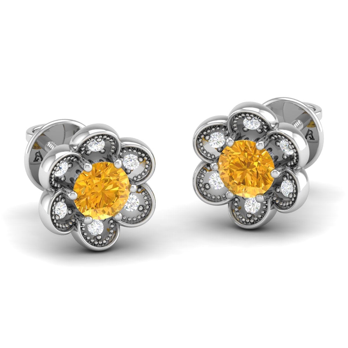 Pure Sterling Silver (92.5% purity)Precious, Beautiful and Designer Stud Earrings with cubic zirconia (AD) stones for Girls and Women